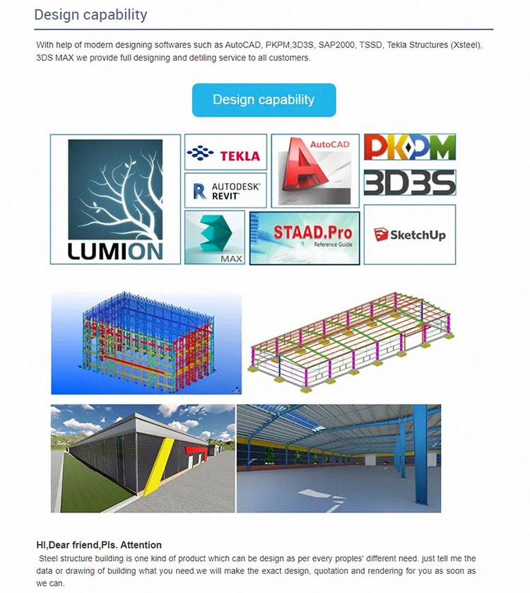 When_it comes to designing a modern factory workshop or warehouse, prefab steel structures are an excellent choice. These structures offer numerous advantages, including cost-effectiveness, durability, and flexibility in design. Prefab steel structures can be easily customized to meet specific requirements and can accommodate various layouts and sizes. Additionally, they are quick to assemble, reducing construction time significantly. With their sleek and contemporary appearance, prefab steel structures provide a modern aesthetic that is both functional and visually appealing for your factory workshop or warehouse building design.3